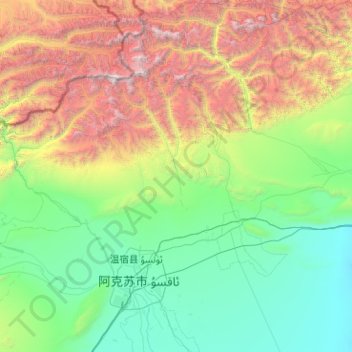 Aksu Konaxeher topographic map, elevation, terrain