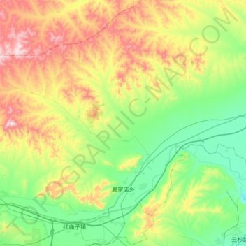 夏家店乡 topographic map, elevation, terrain