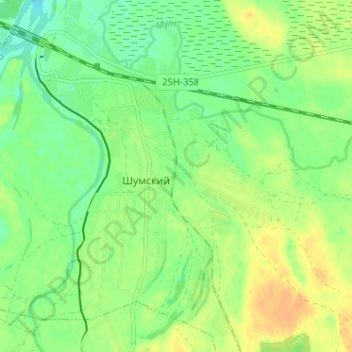 Шумский topographic map, elevation, terrain