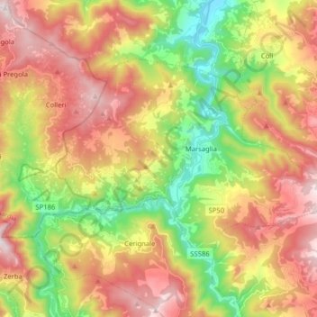 Corte Brugnatella topographic map, elevation, terrain