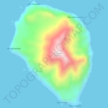 остров Броутона topographic map, elevation, terrain