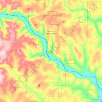 Town of Cameron topographic map, elevation, terrain