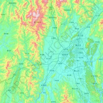 临桂区 topographic map, elevation, terrain