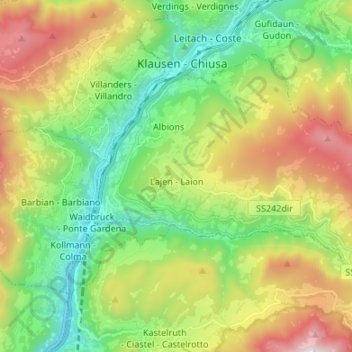 Lajen - Laion topographic map, elevation, terrain