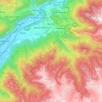 Bienno topographic map, elevation, terrain