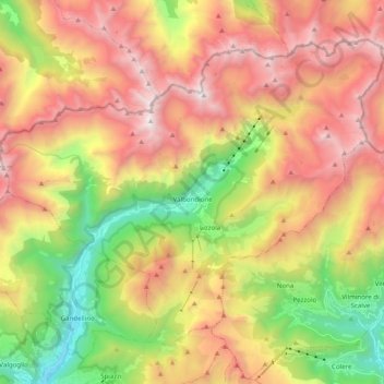 Valbondione topographic map, elevation, terrain