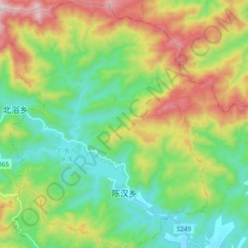 陈汉乡 topographic map, elevation, terrain