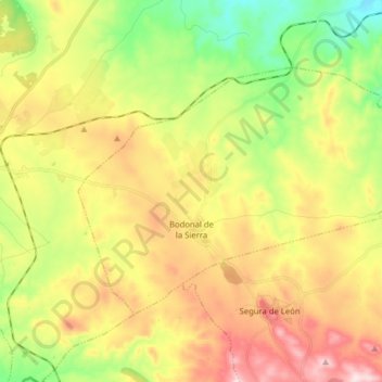 Bodonal de la Sierra topographic map, elevation, terrain