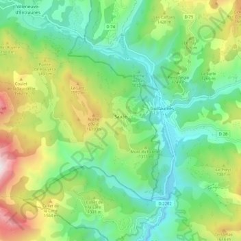 Sauze topographic map, elevation, terrain