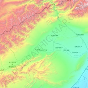 乌什县 topographic map, elevation, terrain