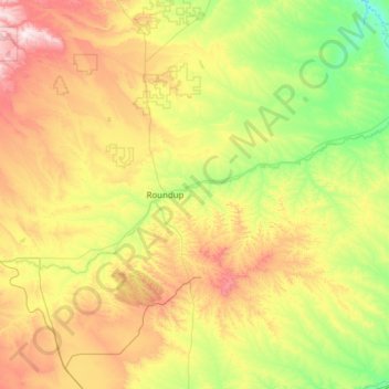 Musselshell County topographic map, elevation, terrain