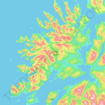 Senja topographic map, elevation, terrain