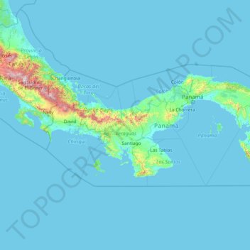 Panama topographic map, elevation, terrain