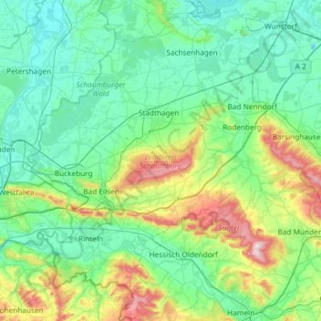 Landkreis Schaumburg topographic map, elevation, terrain