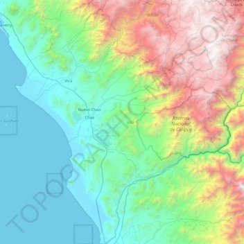 Provincia de Virú topographic map, elevation, terrain