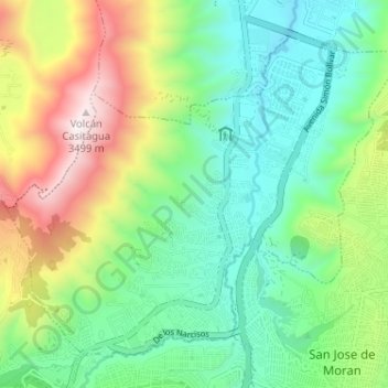 Pomasqui topographic map, elevation, terrain