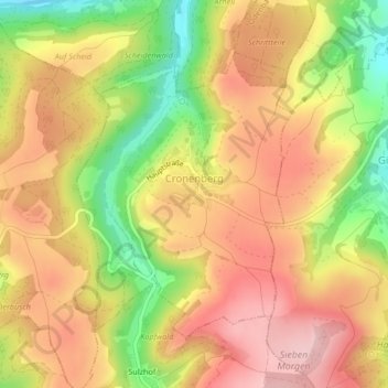 Cronenberg topographic map, elevation, terrain