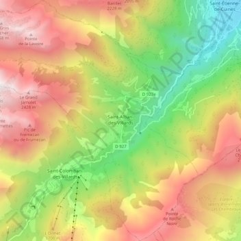 Saint-Alban-des-Villards topographic map, elevation, terrain