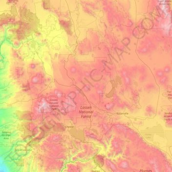 Lassen National Forest topographic map, elevation, terrain