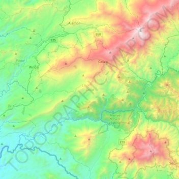 Celica topographic map, elevation, terrain