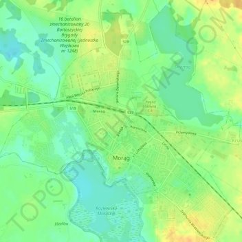 Mohrungen topographic map, elevation, terrain