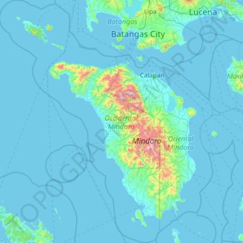 Occidental Mindoro topographic map, elevation, terrain