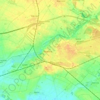 Oels topographic map, elevation, terrain