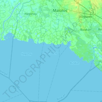 Paombong topographic map, elevation, terrain