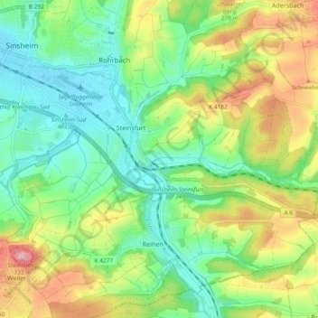 Steinsfurt topographic map, elevation, terrain