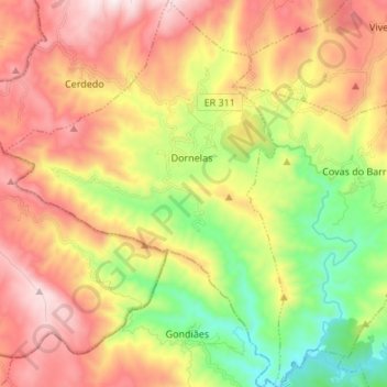 Dornelas topographic map, elevation, terrain