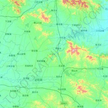 泌阳县 topographic map, elevation, terrain
