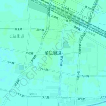 前进街道 topographic map, elevation, terrain