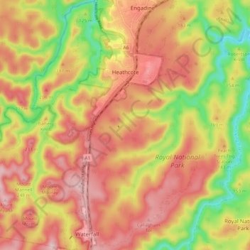 Heathcote topographic map, elevation, terrain