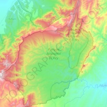 Parque Nacional El Rey topographic map, elevation, terrain