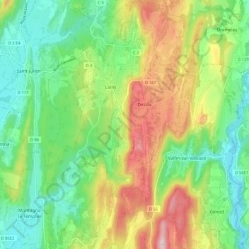 Montlainsia topographic map, elevation, terrain