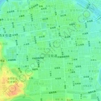 三江街道 topographic map, elevation, terrain