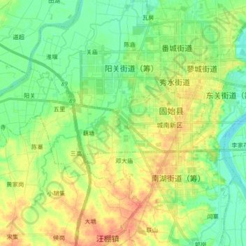 秀水街道 topographic map, elevation, terrain