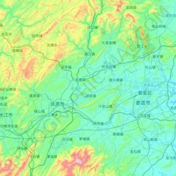 涟源市 topographic map, elevation, terrain