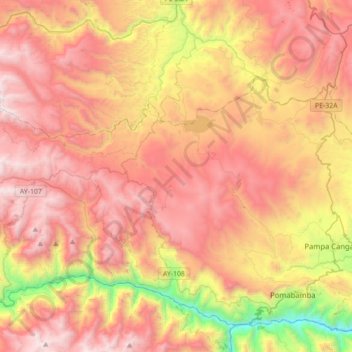 Chuschi topographic map, elevation, terrain