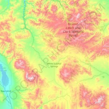 Meagher County topographic map, elevation, terrain