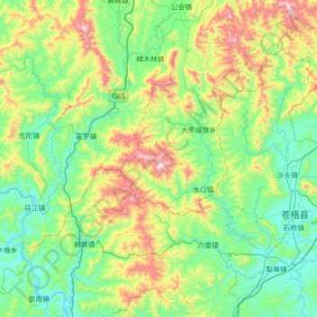 大桂山 topographic map, elevation, terrain