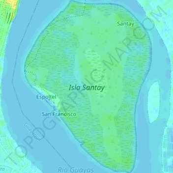 Isla Santay topographic map, elevation, terrain