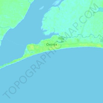 Охотск topographic map, elevation, terrain