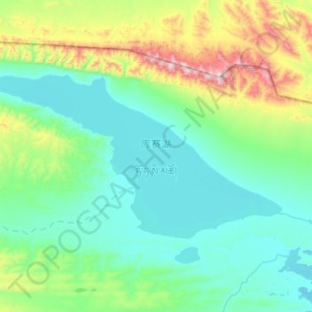 库赛湖 topographic map, elevation, terrain