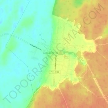 Заводопетровское topographic map, elevation, terrain