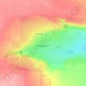 Спицевка topographic map, elevation, terrain