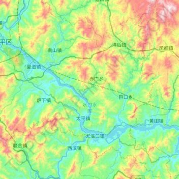 闽江 topographic map, elevation, terrain