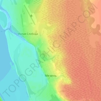 Мезень topographic map, elevation, terrain