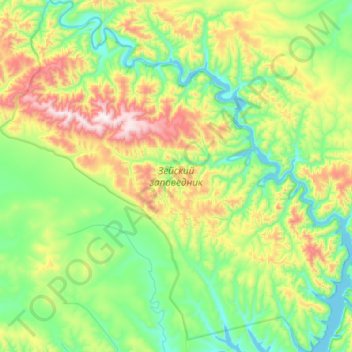 Зейский заповедник topographic map, elevation, terrain