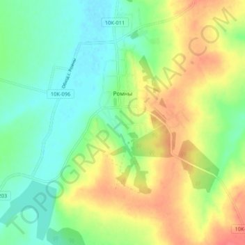 Ромны topographic map, elevation, terrain